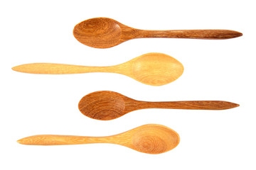 Wooden spoon isolated on white background.Wooden tea spoon isola