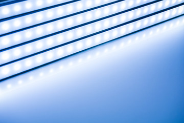 colour of led rigid strip lighht : Row of led light line on blue