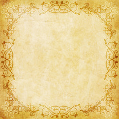 Old paper with floral frame