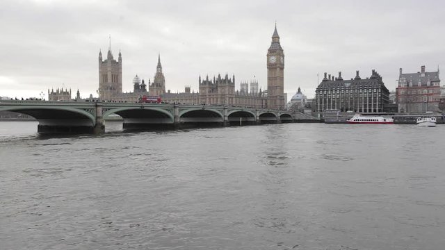Westminster Bridge and Big Ben Tower in London Time Lapse Video
