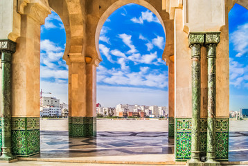 Naklejka premium Maroko Casablanca architektura. / Sceniczny widok w Casablance, Maroko Afryka.