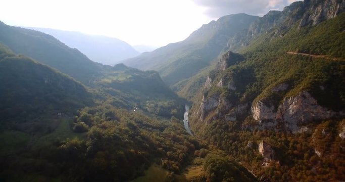 Aerial, Tara River Canyon, Montenegro - Graded and stabilized version. Watch also for the native material, straight out of the camera.