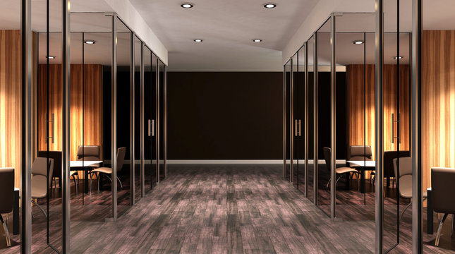 Meeting room. Interior of the modern office in the highlands. 3d