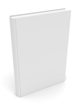 Blank white book rendered on white background