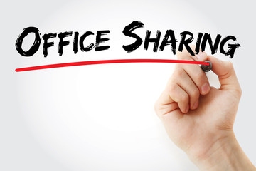 Hand writing Office sharing with marker, concept background