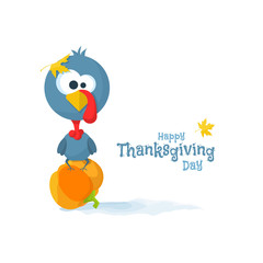 Flat design style Happy Thanksgiving Day. Happy Thanksgiving Day turkey. Happy Thanksgiving Day celebration design with cartoon turkey. Thanksgiving Day card template.