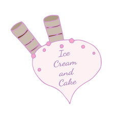 Template for menu dessert with inscription Ice cream and cake