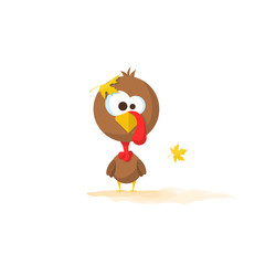 Flat design style Happy Thanksgiving Day. Happy Thanksgiving Day turkey. Happy Thanksgiving Day celebration design with cartoon turkey. Thanksgiving Day card template.