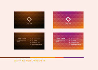 Creative development of business cards with a triangular pattern