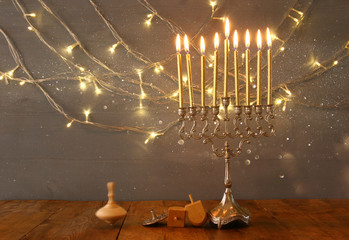 Low key Image of jewish holiday Hanukkah