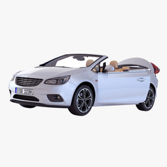 Convertible sedan car isolated on a white. 3D illustration