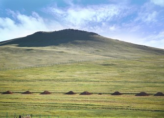 Fototapeta na wymiar A view from the Trans-Siberian train at Ulaanbaatar , Mongolia