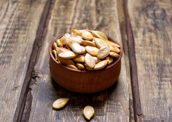 Pumpkin seeds in bowl