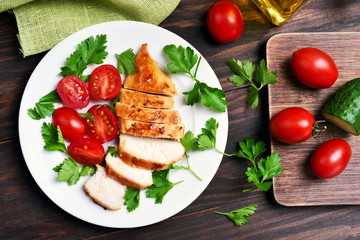 Sliced roasted chicken breast