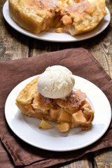 Apple pie served with ice cream