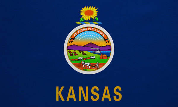 Flag of Kansas real detailed fabric texture