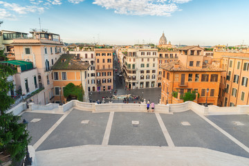 Spanish Steps and Rome cityscape in Italy