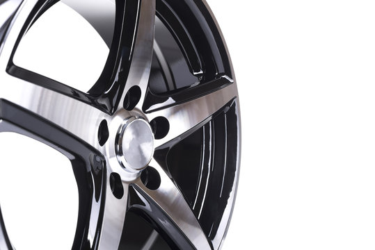 Part of car aloy wheel, rim isolated on white