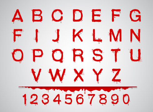 blood fonts set  alphabet blood set