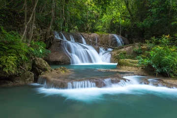 Foto op Plexiglas Erawan waterfall loacated Kanchanaburi Province , Thailand © peangdao