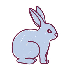 blue Rabbit icon. Animal cartoon and easter theme. Isolated design. Vector illustration