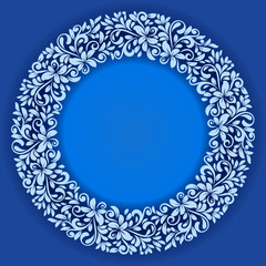 Abstract winter floral frame vector template.