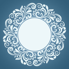 Abstract winter floral frame vector template.