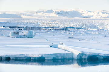 Fototapeta na wymiar view of icebergs in Jokulsarlon glacier lagoon, Iceland