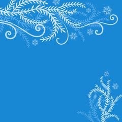 Abstract blue winter frosted branches Christmas background