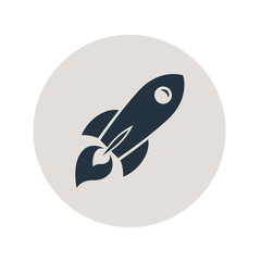 Icono plano cohete espacial en circulo gris © teracreonte