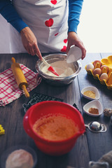 Woman make ginger bread for Christmas