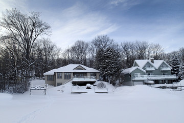 Houses on Frozen Georgian Bay, Ontario