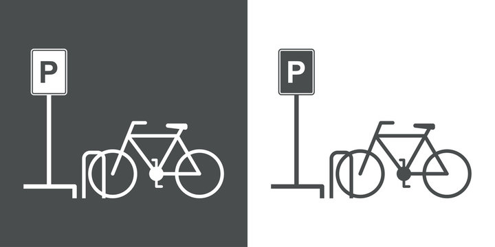 Icono plano aparcamiento bicicletas gris