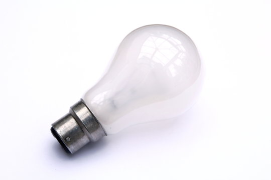 Incandescent tungsten pearl B22 bayonet fitting light bulb isolated on white