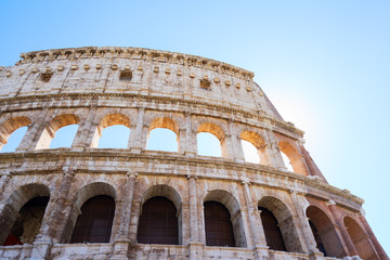 Obraz premium ruins of Colosseum, close up details of facade, Rome Italy