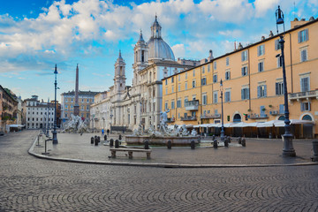 panoramic view of Piazza Navona in Rome, Italy