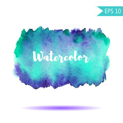 Watercolor-style vector spot illustration. Colorful element for design or print . Hand-drawn Rainbow background text word. Blue violet