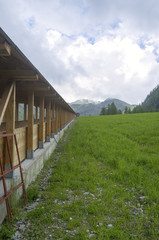 Ski resort in the summer, ski lift. Color image