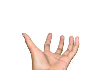Male hand on white backgrounds