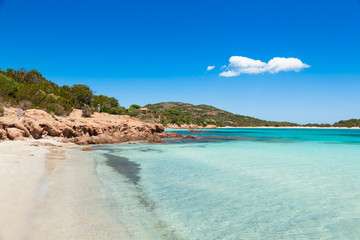 Turquoise water of  Rondinara beach in Corsica Island in France