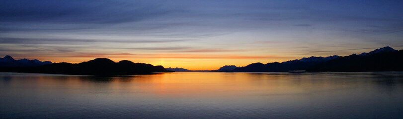 Mountains and sea - sunset & alpineglow