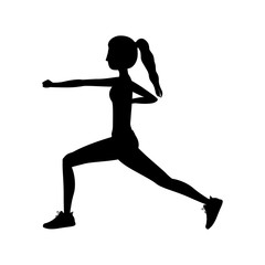 silhouette woman martial arts fist vector illustration