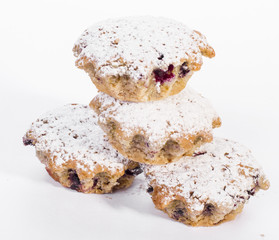 Four homemade cake on white background