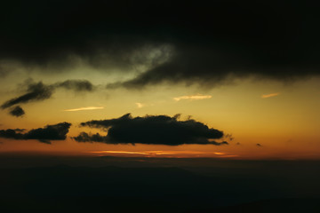 Fototapeta premium Beautiful mountain peaks with sunset