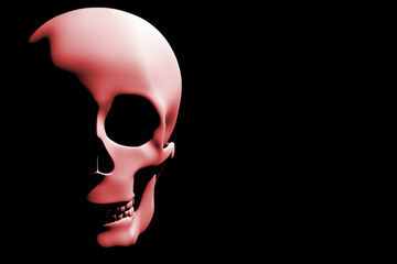 bloody skull appearing in halloween darkness with copy space