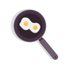 food frying pan with two eggs vector illustration
