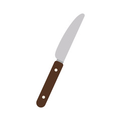 silhouette color butter knife with wooden handle vector illustration
