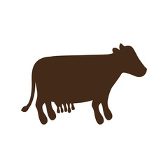 silhouette brown color with milch cow vector illustration
