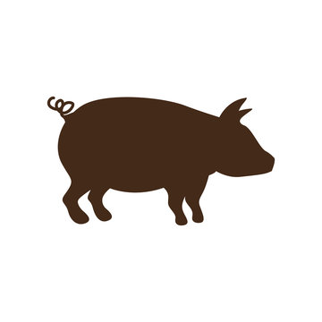 silhouette brown color with pig vector illustration