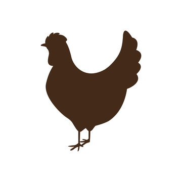 silhouette brown color with chicken vector illustration
